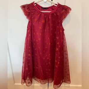 Glittery star print dress by Tex in red color size 7/8 NWOT